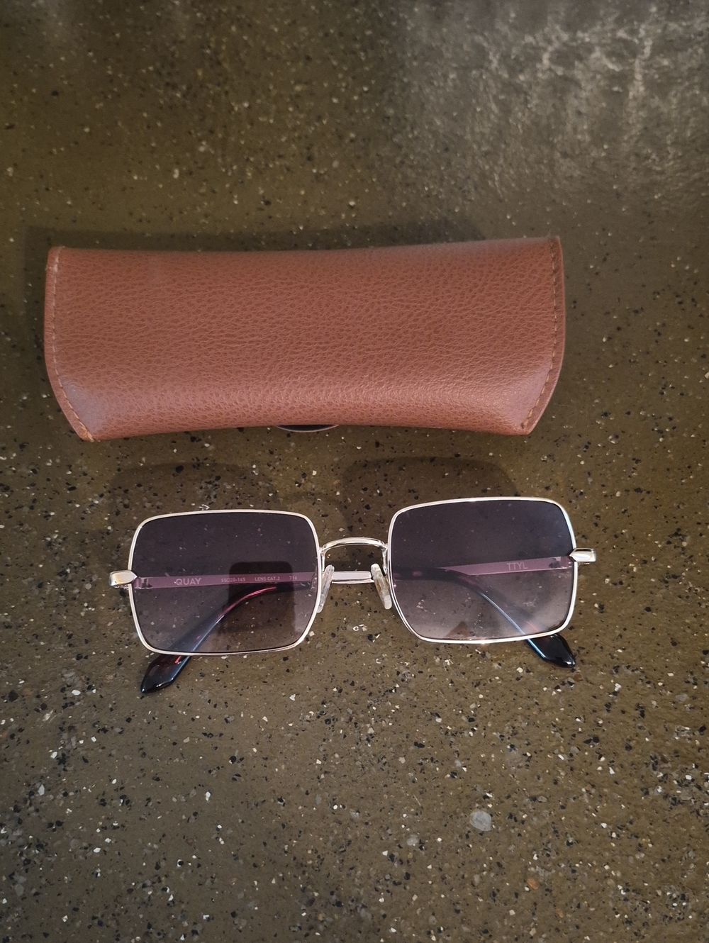 Quay Australia Gold Square Frame Sunglasses with Brown Lenses